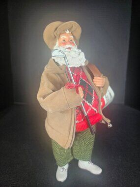 MWT Ashland Collectible Golf Santa Claus Figurine With Golf Club 10.5" Tall